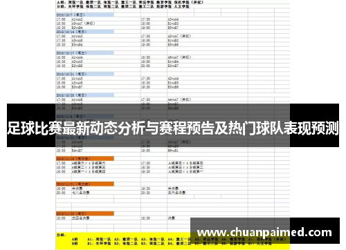 足球比赛最新动态分析与赛程预告及热门球队表现预测